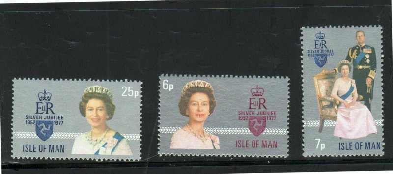 ISLE OF MAN #96-98  1977 QEII SILVER JUBILEE  MINT  VF NH  O.G
