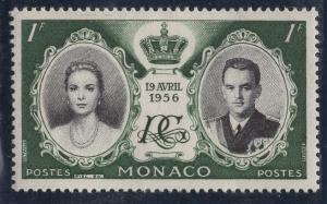 Monaco  #366   MNH  1956     Royal Wedding  1f