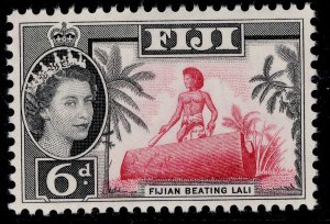 FIJI QEII SG314, 6d carmine & black, NH MINT.