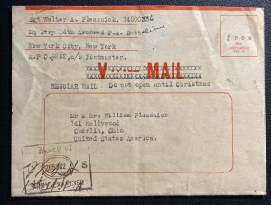 WW2 US Army Post office 252 V Mail Cover To Oberlin OH Usa