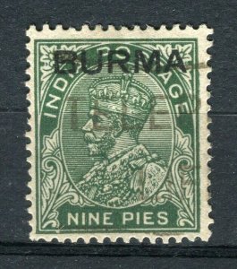 BURMA; 1937 early GV issue fine used 9p. value