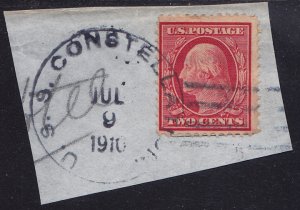 USA - 1910 - Scott #375 (?) - used on piece - U.S.S. CONSTELLATION pmk