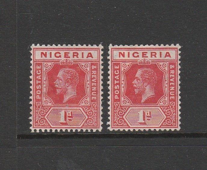 Nigeria 1914/29 1d Both listed shades sG 2 & 2a MM but