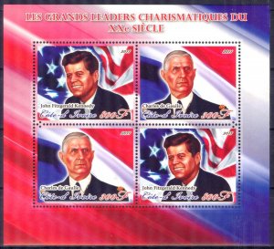 Ivory Coast 2011 Politicians (II) J. Kennedy Charles de Gaulle Sheet MNH