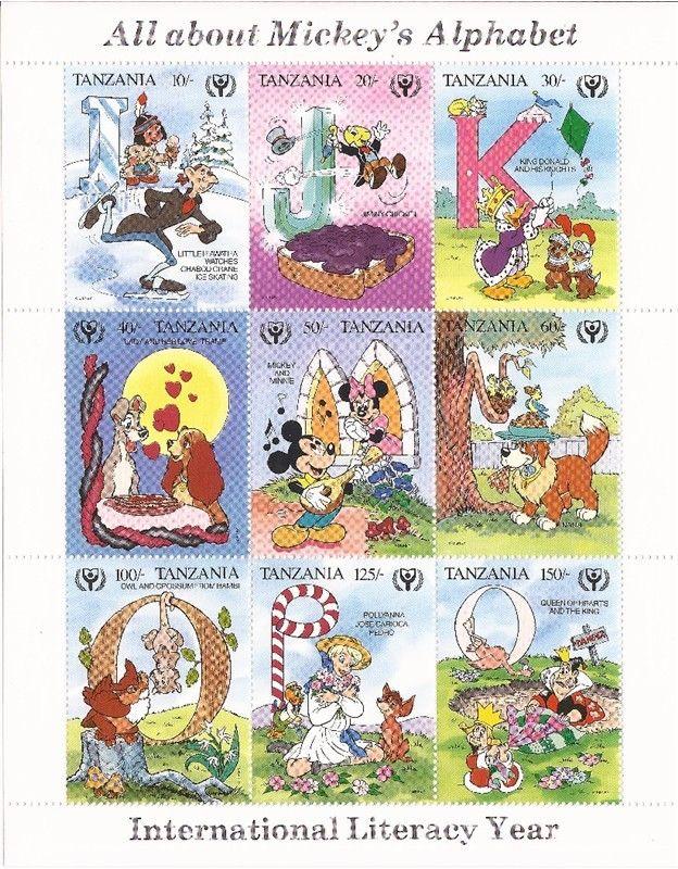 Tanzania - 1990 Mickey’s Alphabet - 9 Stamp Sheet - 20E-076