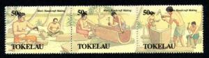 Tokelau Scott #174a, 177a MH - Strips of 3 Men's Handicrafts CV$10+