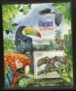 Burundi 2012 Owls Toucan Parrot Birds Wildlife Sc 1143 M/s MNH # 7608