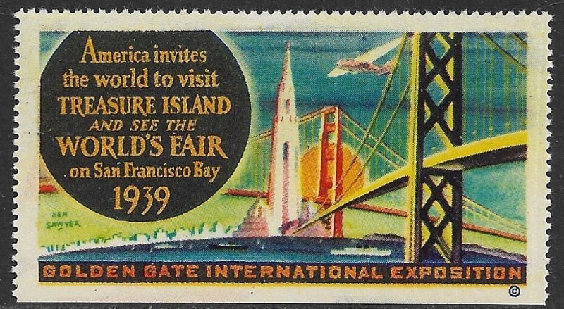 USA 1939 GOLDEN GATE INTERNATIONAL EXPOSITION Treasure Island Label  MNH