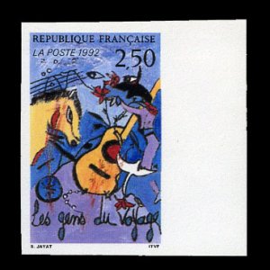 France, 1950-Present #2318 (YT 2784) Cat€28, 1992 Gypsy Culture, imperf. sh...