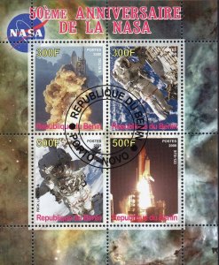 Benin 50th Anniversary of NASA Space Souvenir Sheet of 4 Stamps 