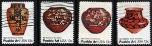 SC#1706-09 13¢ Pueblo Pottery Singles (1977) Used