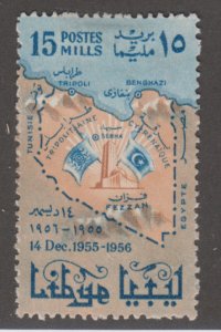 Libya 173 Map, Flags and UN Headquarters 1956