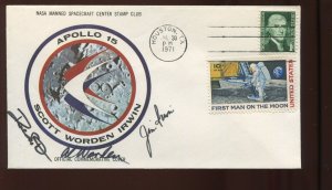 APOLLO 15 ASTRONAUT SCOTT, WORDEN & IRWIN CREW SIGNED JUL 26 1971 COVER (LV1411)