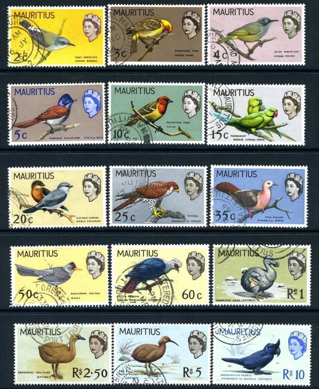 MAURITIUS-1965 Birds Set to 10r  Sg 317-331 FINE USED  V18850