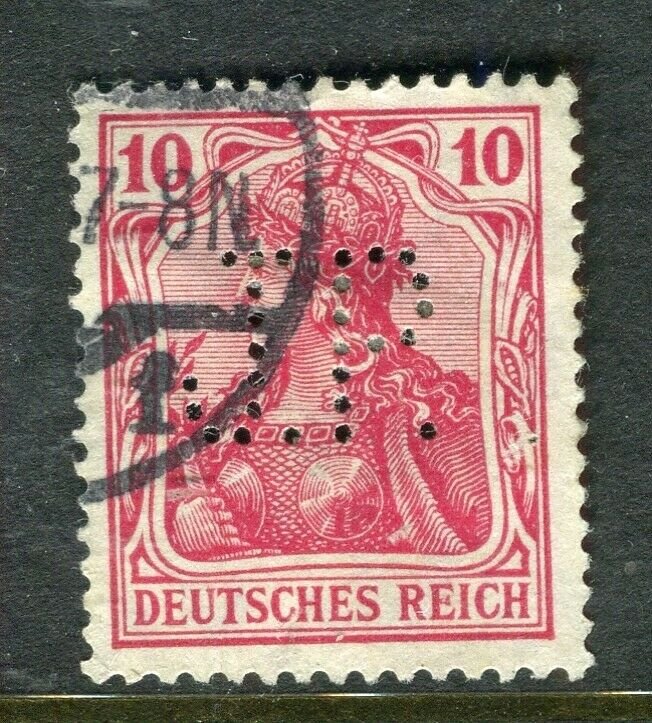 GERMANY; Early 1900s Germania issue fine used value + PERFIN , 10pf.