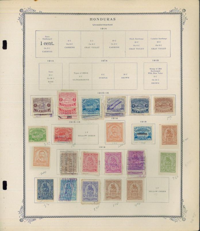 1865-1956 Honduras Mint & Used Postage Stamp Collection Album Pages Value $390