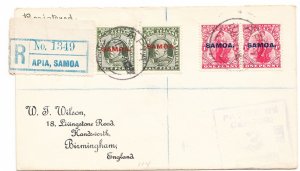 SAMOA registered cover Apia,  11 July 1918 - backstamped Liverpool - Censored