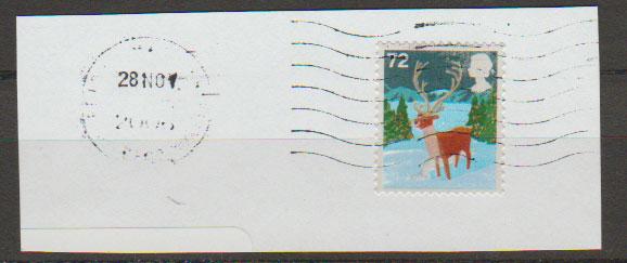 Great Britain SG 2682 VFU on piece self adhesive with cancel