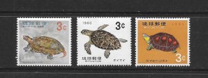 RYUKYUS #136-8  TURTLES  MNH