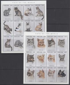 Sierra Leone Sc 1892-1895 MNH. 1996 Cats, 2 sheets of 12 + 2 Souv Sheets