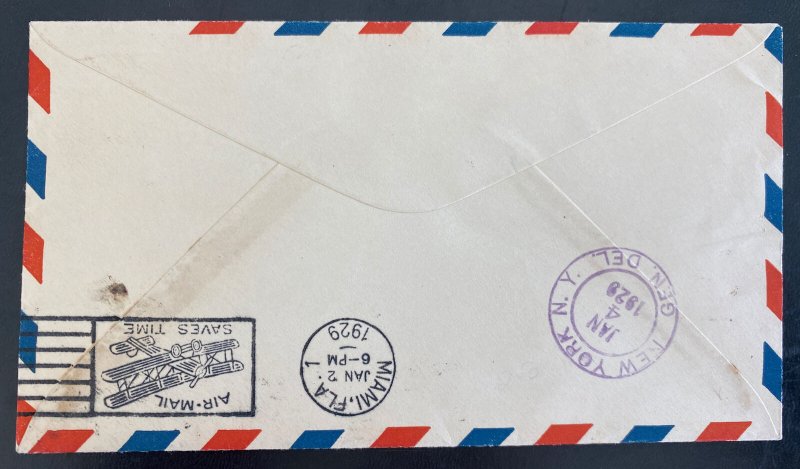 1929 Nassau Bahamas First Flight Airmail Cover FFC To New York USA Pilot Signed