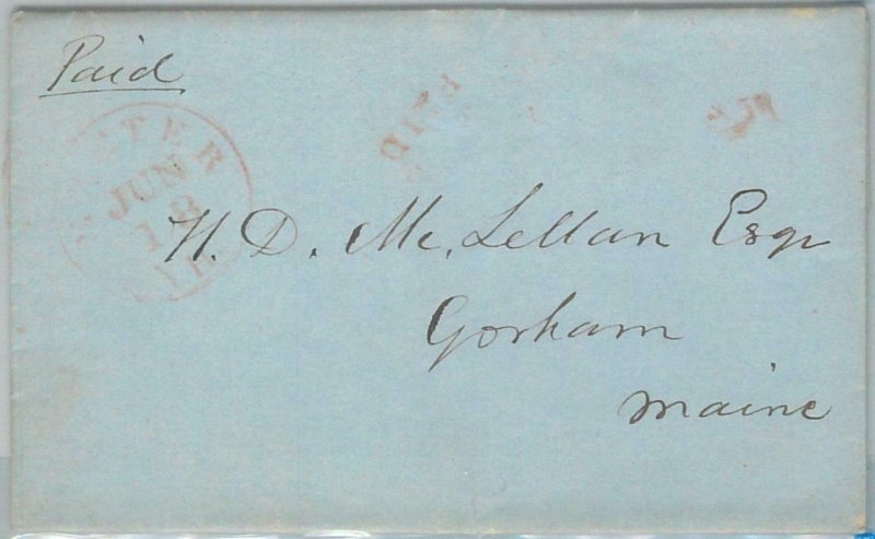 72333  - UNITED STATES USA - PREPHILATELIC Cover:  EXETER , NH 1849  -  5 Paid