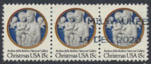 USA SC# 1728 Christmas Used strip x 3 1978 used oddity!! see scan /detail