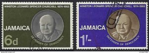 JAMAICA 1966 QEII 6d/1s Multicoloured, Churchill Commemoration SG252/3 FU