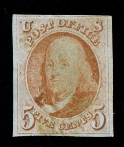 momen: US Stamps #1 Used Scarce Green Cancel VF