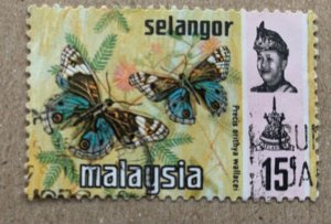 Selangor 1977 Harrison 15c Butterflies, used. Scott 133b, CV $0.40. SG 156