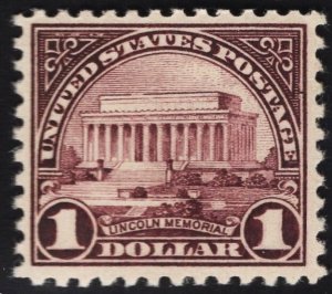 US #571 $1 Violet Brown Lincoln Memorial MINT NH OG SCV $70