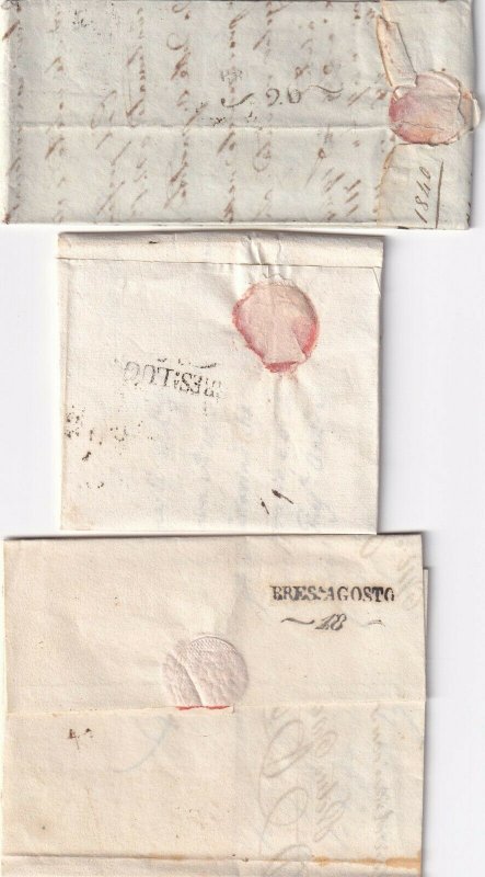 ITALY POSTAL HISTORY 3 TINY STAMPLESS SFL WITH CORRESPONDENCE #1