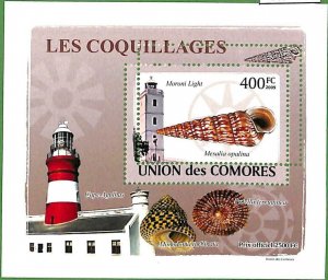 A0431 - COMORES Comoros -  MISPERF 2009  stamp SHEET: Shells LIGHTHOUSES