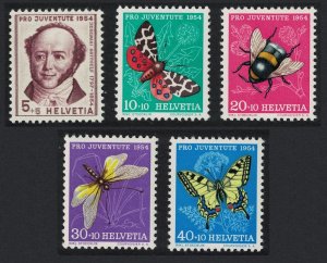 Switzerland Butterflies Moths Bumble Bee 5v Pro Juventute 1954 1954 MNH