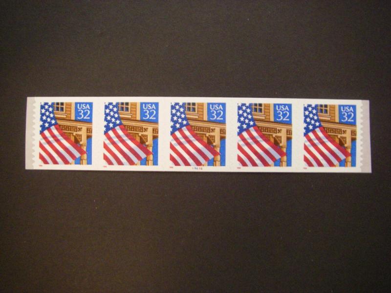 Scott 2915C, 32 cent Flag over Porch, PNC5 #66666 12x12, MNH Coil Beauty, CV $25