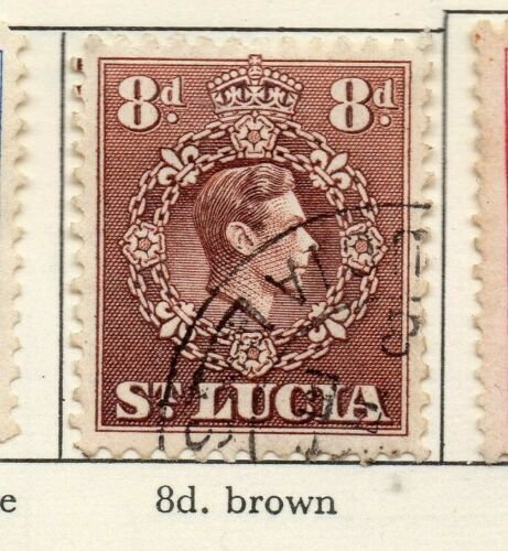 St Lucia 1938-48 GVI Early Issue Fine Used 8d. NW-154979 