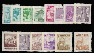 Korea #249-262 Cat$300, 1957 2h-100h, complete set, never hinged