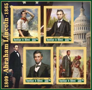 Stamps. Abraham Lincoln 1+1 sheets perf 2021 year Djibouti