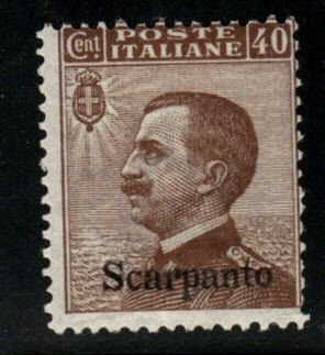 Italy Aegean Island of Scarpanto overprint Scott 7 MH*