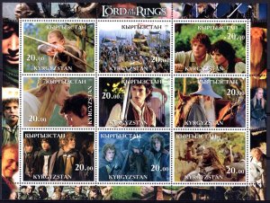 Kyrgyzstan 2001 THE LORD OF THE RINGS Sheetlet (9) Perforated MNH