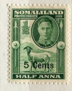 SOMALILAND PROTEC; 1951 early GVI surcharged issue Mint hinged 5c. value