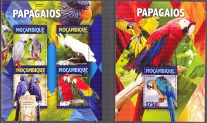 Mozambique 2016 Birds Parrots Sheet + S/S MNH