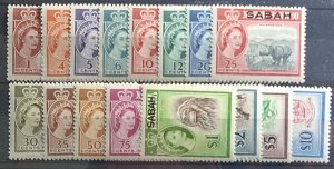 NORTH BORNEO WITH SABAH OVERPRINT 1964 QUEEN ELIZABETH QEII  FULL SET