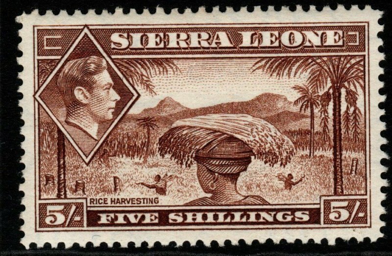 SIERRA LEONE SG198 1938 5/= RED-BROWN MTD MINT 