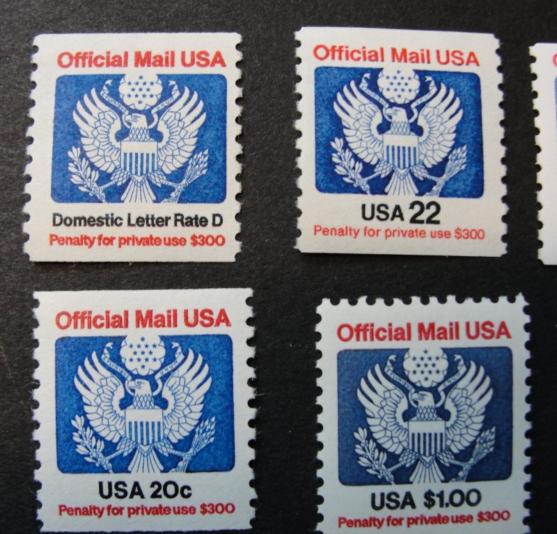 Small Lot of US Official Mail Stamps – Different Values – MNH