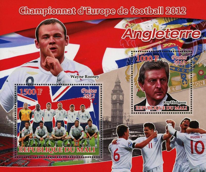 Soccer European Championship 2012 England Wayne Rooney Sov. Sheet of 2 MNH