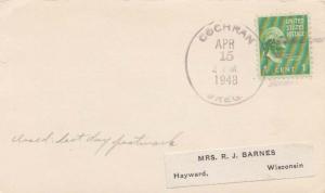 United States Oregon Cochran 1948 4f-bar  1918-1948  Postcard  Philatelic.