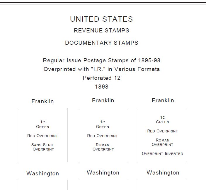 U.S.A. REVENUES STAMP ALBUM PAGES 1862-1995 (297 PDF digital pages)