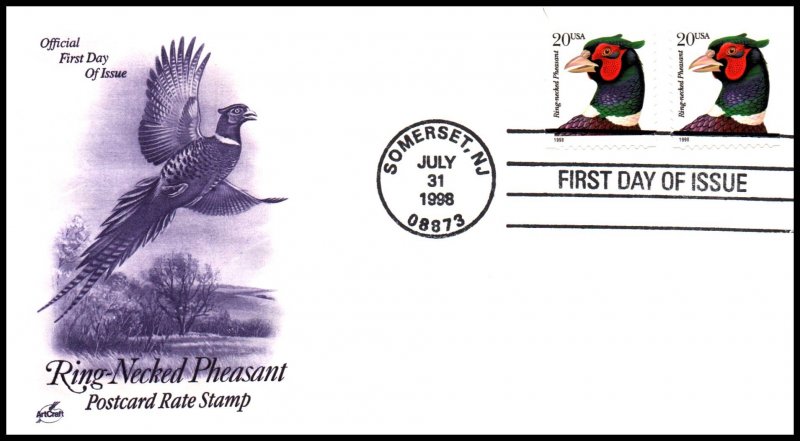 US 3050 Pheasant Artcraft U/A FDC