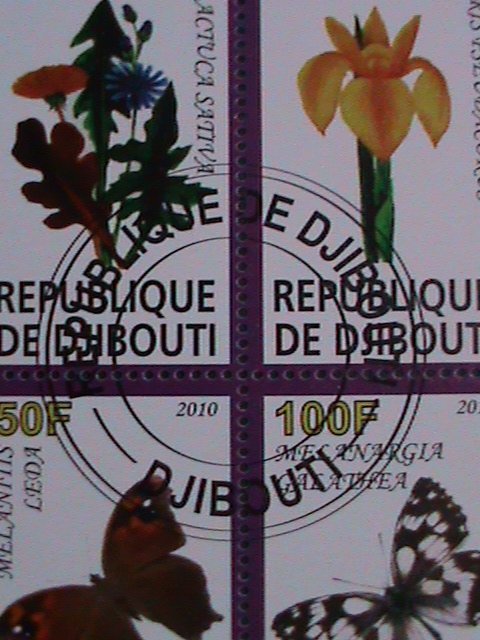 ​DJIBOUTI-2007- WOLRLD FAMOUS LOVELY BUTTERFLIES & FLOWERS CTO SHEET VF-NO.5